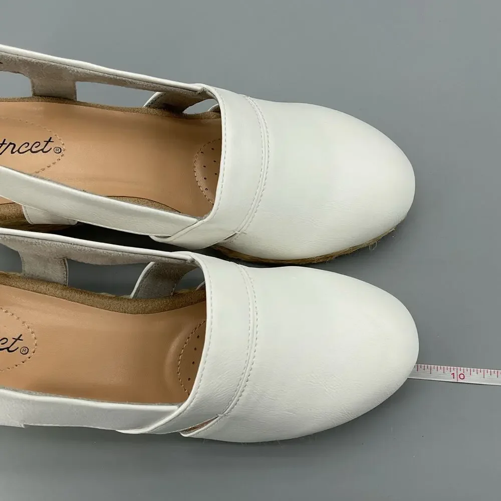 NEW Easy Street Women’s Stargaze Espadrille Wedge Sandals White Size 7.5M